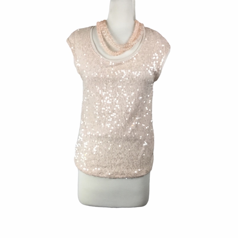 Jennifer Lopez Light Pink Sequined tank, Size S